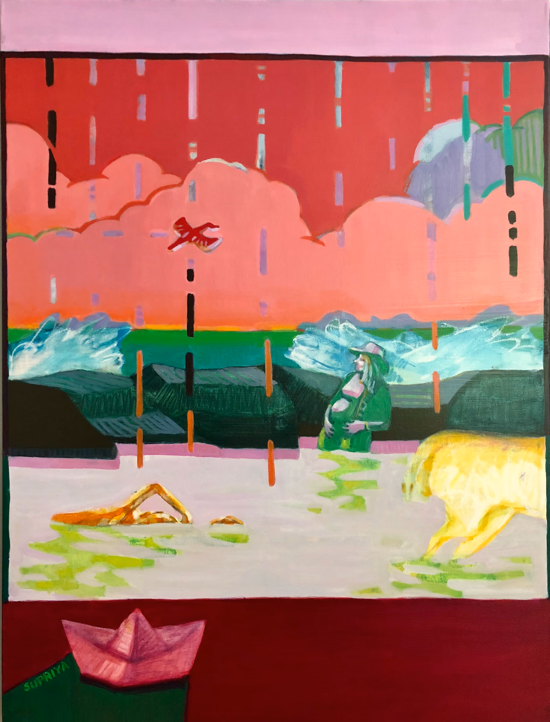 The Cowboy, bird and horse, panel of 16